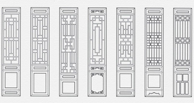 兖州常用中式仿古花窗图案隔断设计图